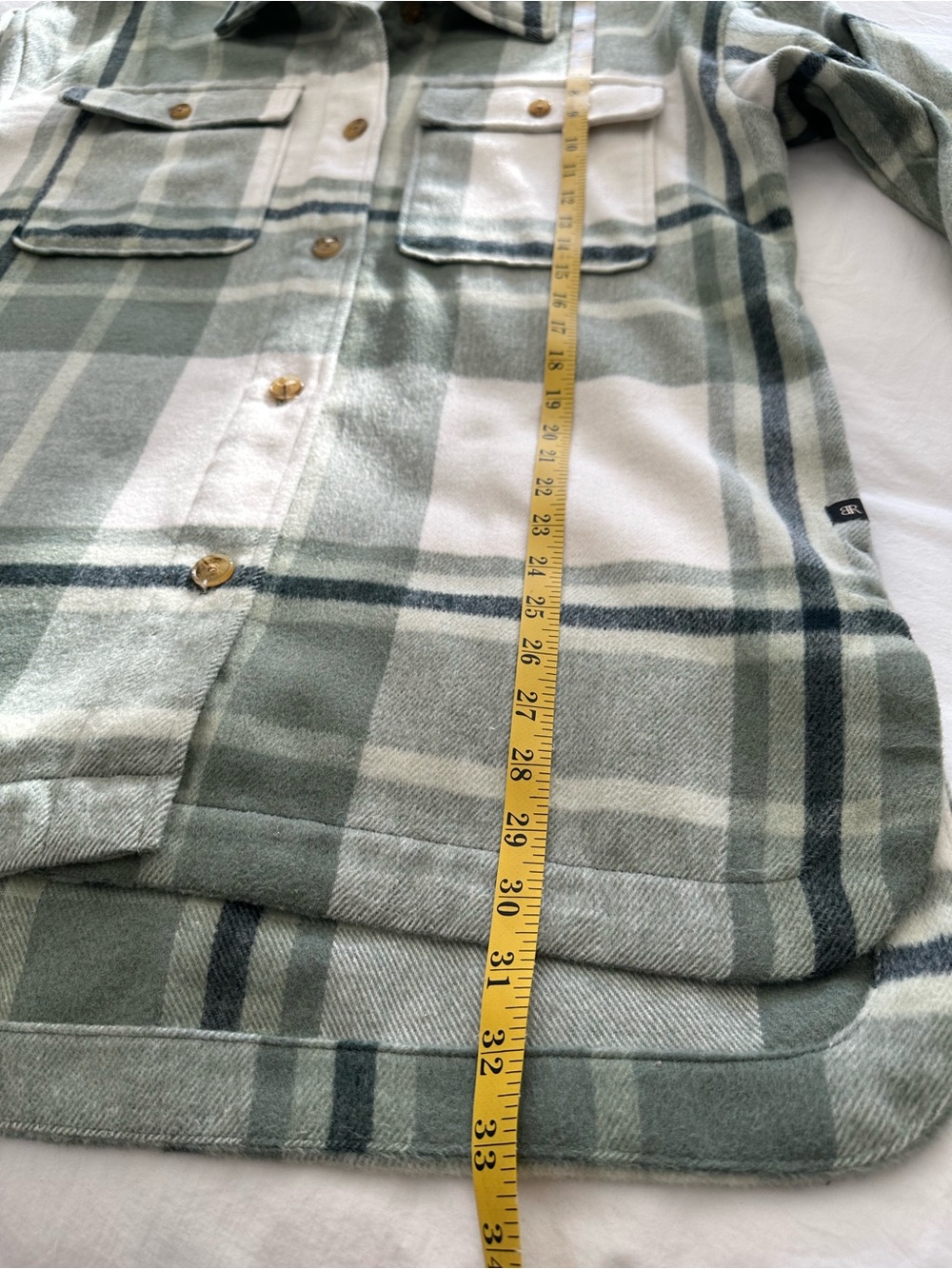 Banana Republic Sage, Ivory and Slate Plaid Shirt Jacket, size medium - Picture 12 of 16